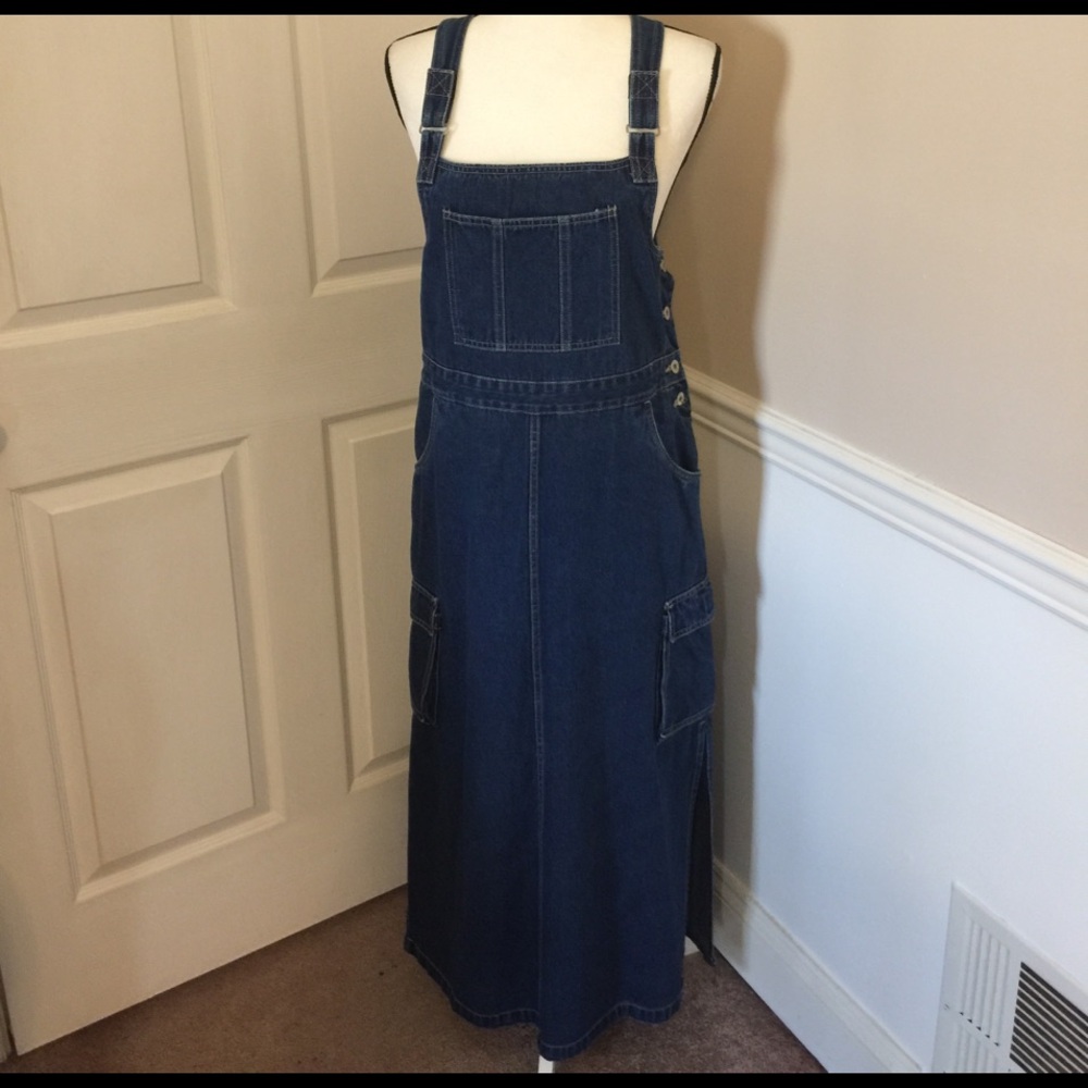 SYDNI B JORDAN long Blue Jean Overall Dress, sz S